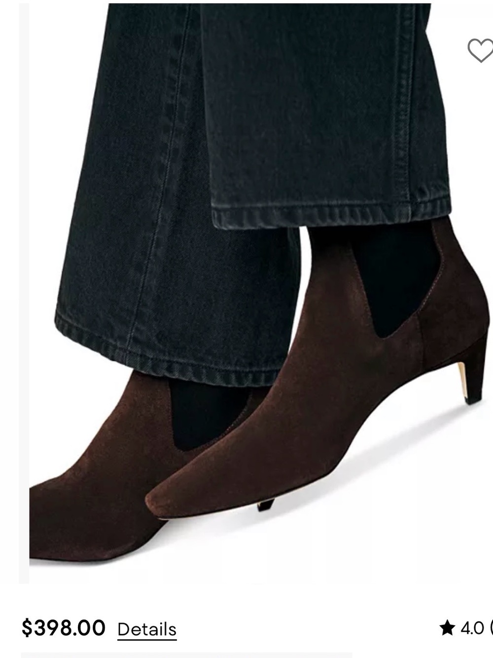 Reformation Dark Brown Suede Pointed-Kitten Heel Ankle Boots - Picture 2 of 7
